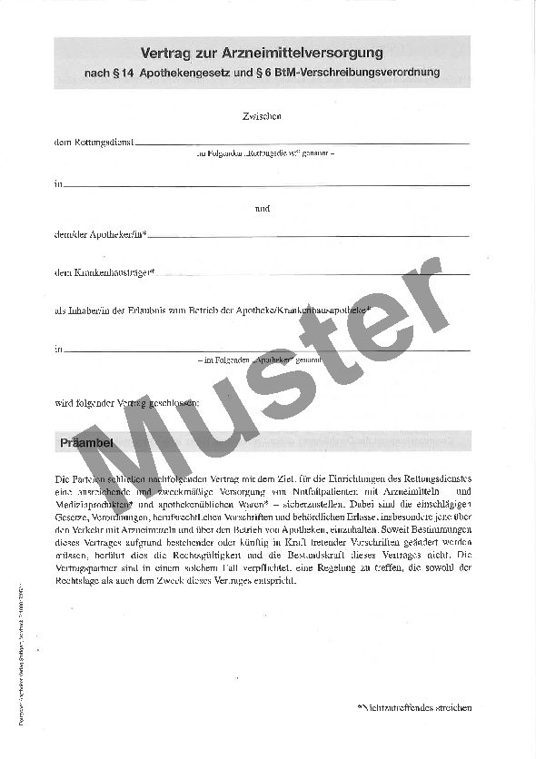 Vertrag zur Arzneimittelversorgung nach §14 Apothekengesetz und § 6 BtM-Verschreibungsverordnung