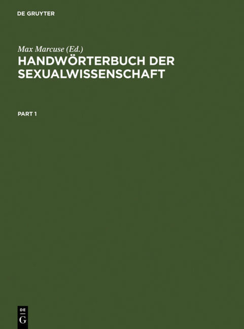 Handwörterbuch der Sexualwissenschaft, 2 Teile