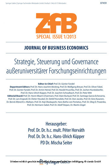Strategie, Steuerung und Governance außeruniversitärer Forschungseinrichtungen