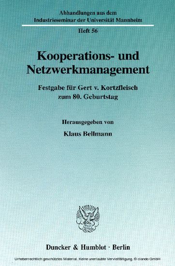 Kooperations- und Netzwerkmanagement.