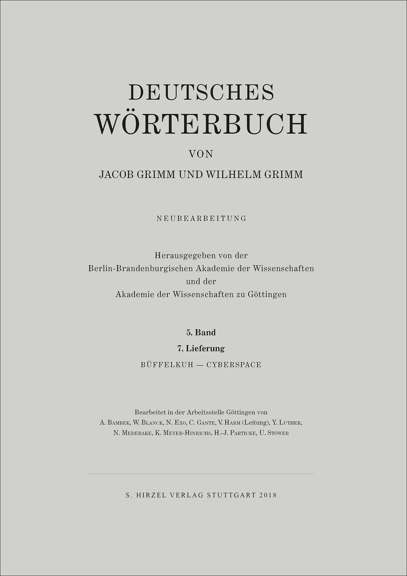 Grimm, Dt. Wörterbuch Neubearbeitung