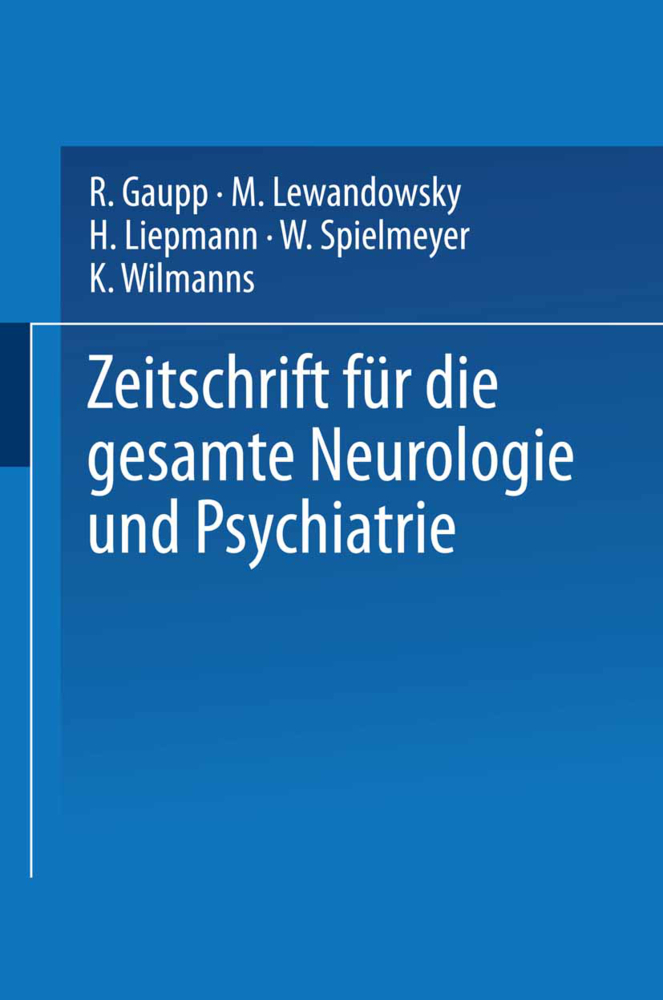 Zeitschrift für die gesamte Neurologie und Psychiatrie