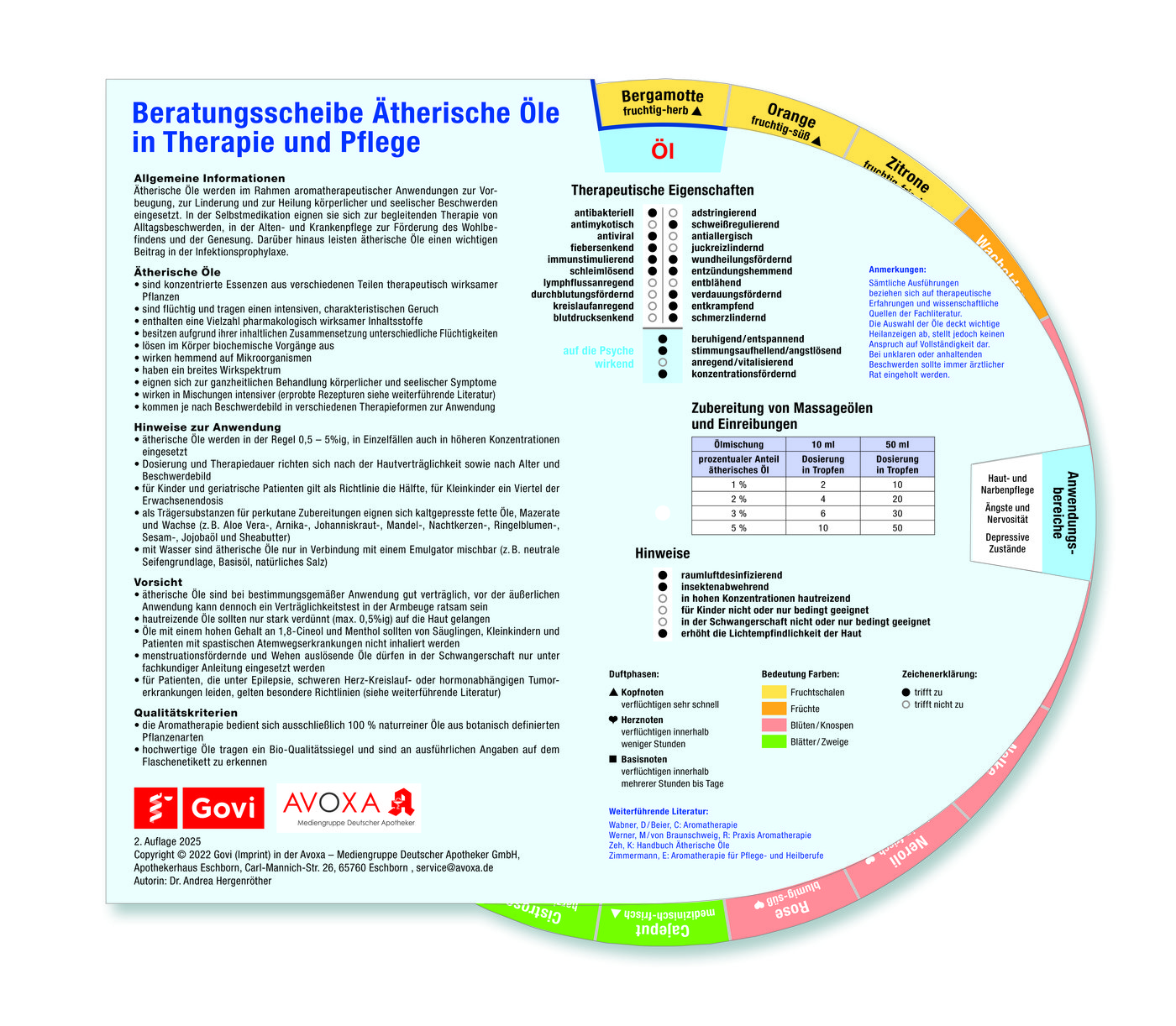 Beratungsscheibe Ätherische Öle in Therapie und Pflege