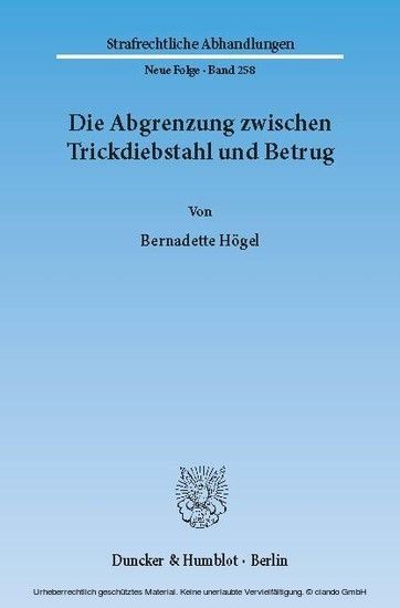 Die Abgrenzung zwischen Trickdiebstahl und Betrug.