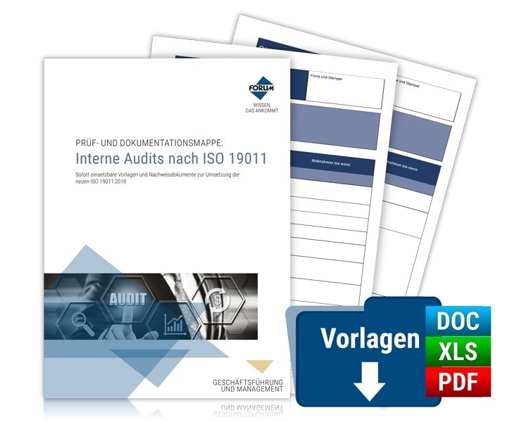 Prüf- und Dokumentationsmappe: Interne Audits nach ISO 19011, m. 1 Buch, m. 1 Beilage