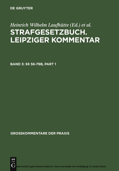 Strafgesetzbuch. Leipziger Kommentar, §§  56-79b