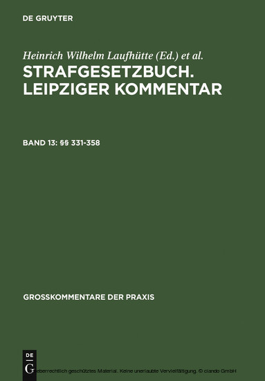 Strafgesetzbuch. Leipziger Kommentar, §§  331-358