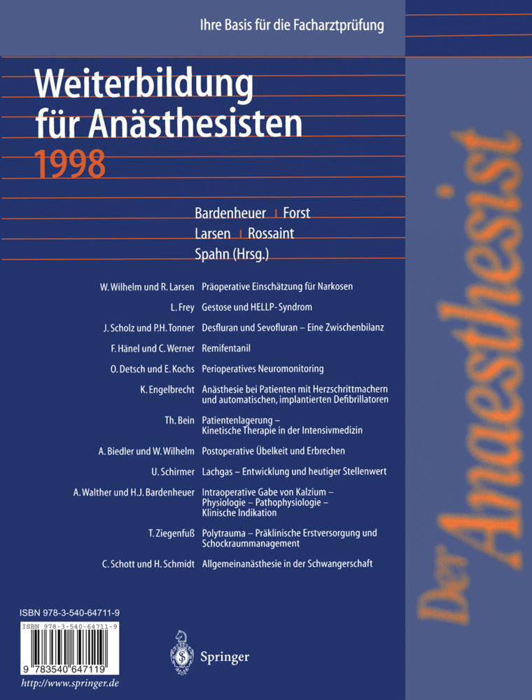 Weiterbildung für Anästhesisten 1998